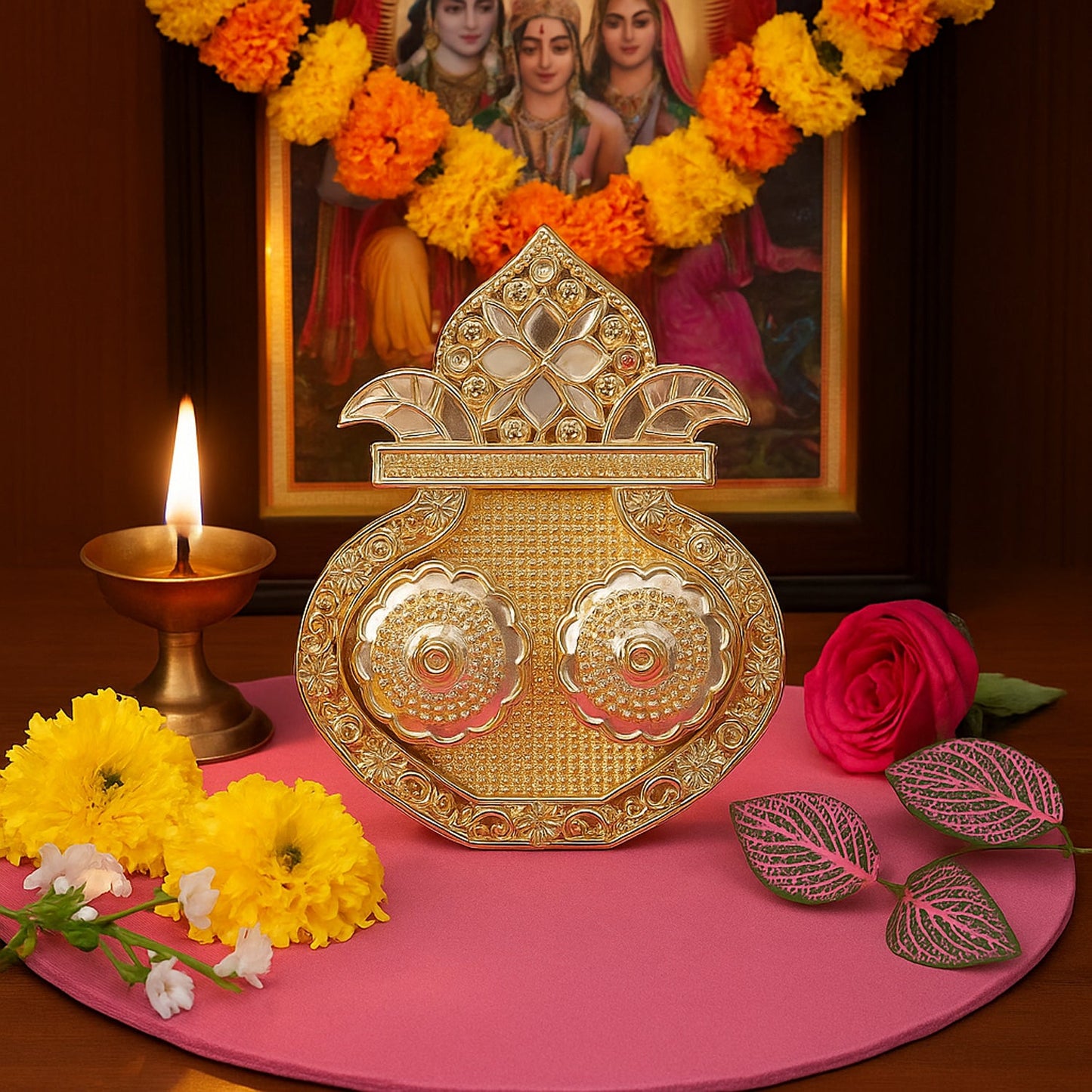 Kalash Shape Rakasha Bandhan Special Puja Thali (1 Pc) (Mix Design)