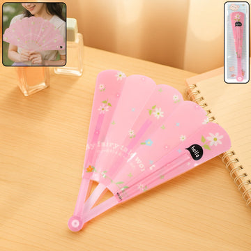 Foldable Hand Fan with Floral Print - (1 Pc)
