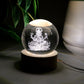 Ganpati 3D Crystal Ball lamps With Wood Base