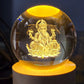 Ganpati 3D Crystal Ball lamps With Wood Base